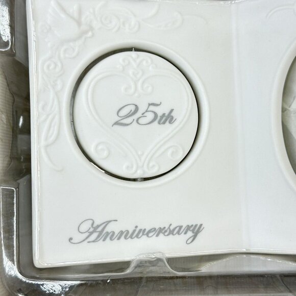 Gund Gifts Hearts United Porcelain 25th Anniversary Wedding Picture Frame 60556 - Picture 2 of 5